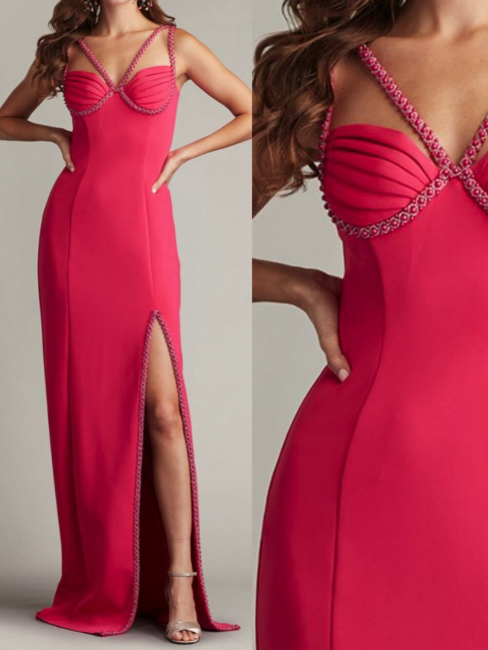 NWT Sho By Tadashi Bia Spaghetti Strap Gown Maxi Dress Pink size XS SAGD24278L
